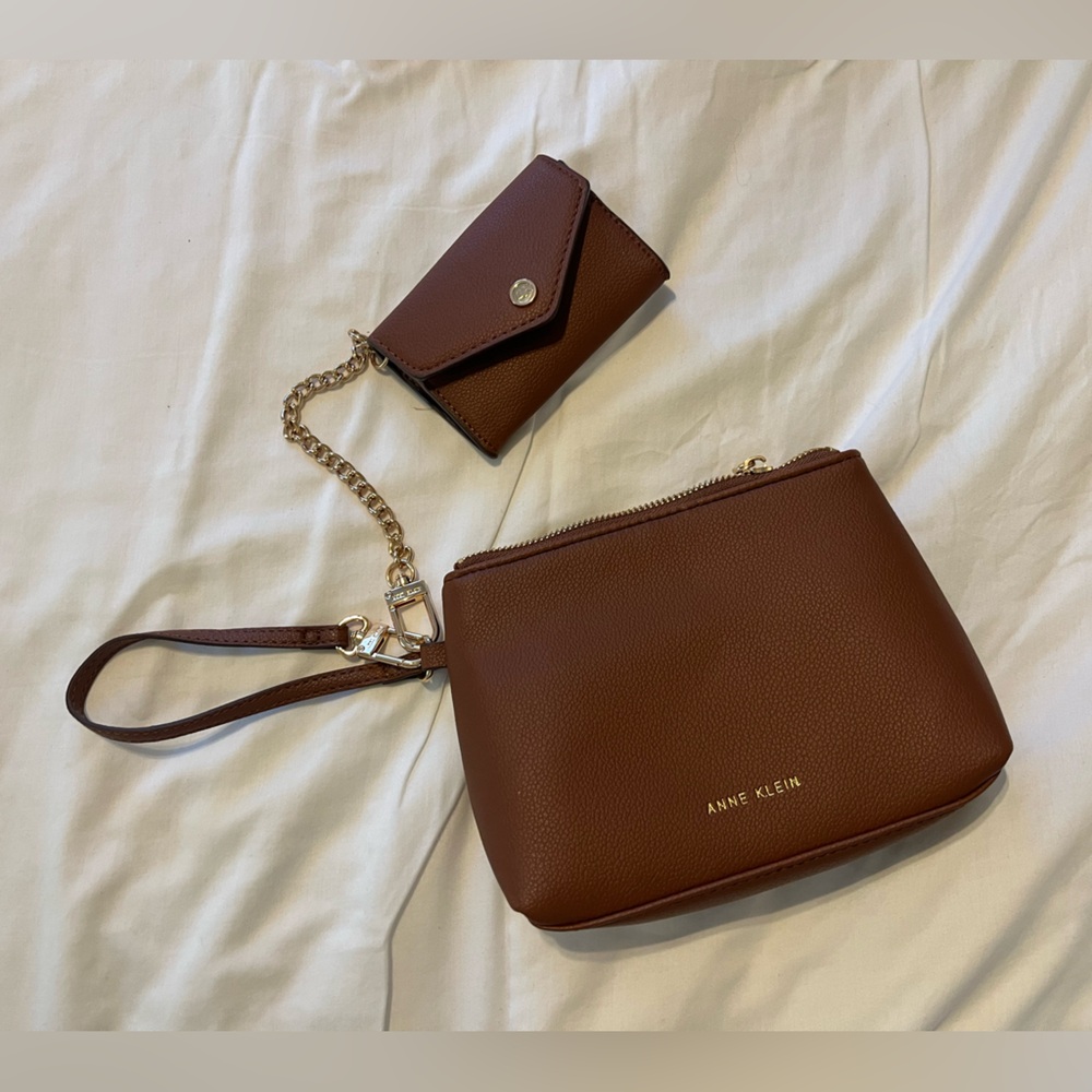 Anne Klein Tan Wristlet and Cardholder Set